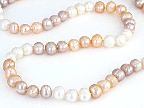 6.5-7.5mm Multi-Color Cultured Freshwater Pearl 47 Inch Strand Necklace - Size 47