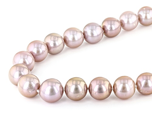 10-12mm Purple Cultured Freshwater Pearl Rhodium Over Sterling Silver 18 Inch Strand Necklace - Size 18