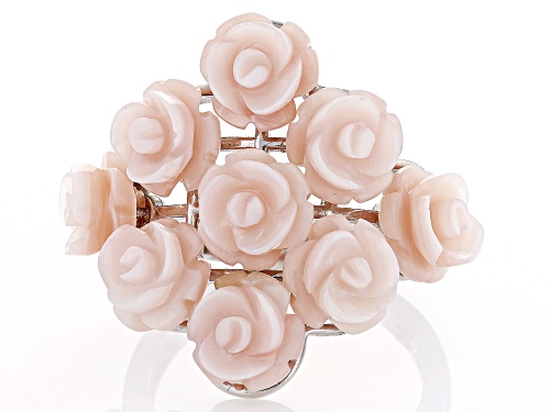 8mm Pink South Sea Mother-of-Pearl Rhodium Over Sterling Silver Ring - Size 12