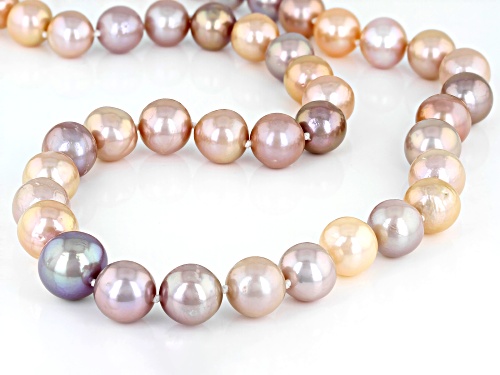 Genusis™ 9-12mm Multi-Color Cultured Freshwater Pearl Rhodium Over Sterling Silver 20 Inch Necklace - Size 20
