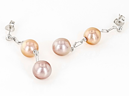 Genusis™ 9.5-10mm Multi-Color Cultured Freshwater Pearl Rhodium Over Sterling Silver Earrings