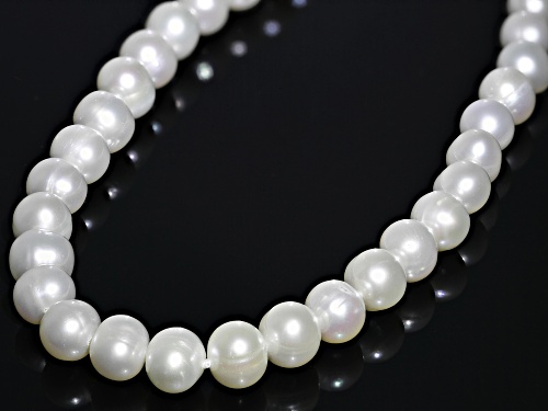 7-8mm White Cultured Freshwater Pearl Rhodium Over Sterling Silver 28 Inch Necklace - Size 28