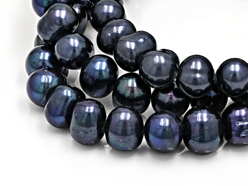 7.5-8.5mm Black Cultured Freshwater Pearl Stretch Bracelet Set Of Three