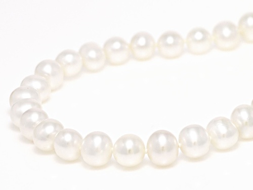 8-9mm White Cultured Freshwater Pearl Rhodium Over Sterling Silver 18
