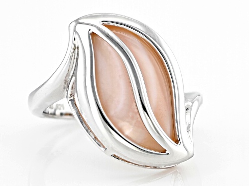 19x11mm Pink Mother-of-Pearl Rhodium Over Sterling Silver Ring - Size 12