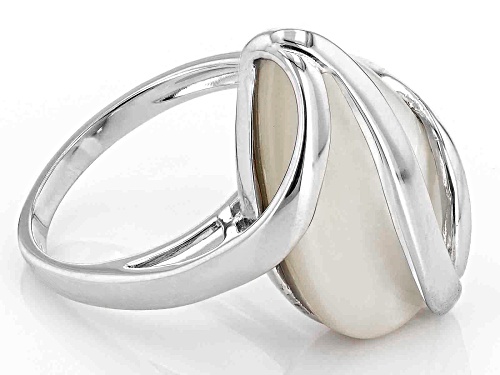 21x14mm White South Sea Mother-of-Pearl Rhodium Over Sterling Silver Ring - Size 6
