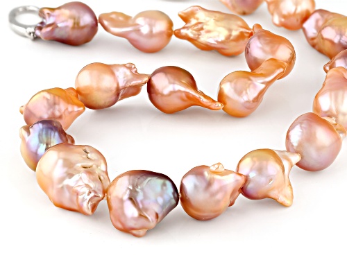 Genusis™ 14-17mm Multi-Color Cultured Freshwater Pearl Rhodium Over Sterling Silver Necklace - Size 17.5