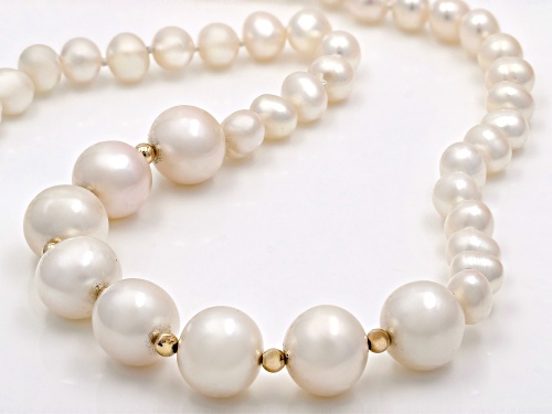 6-7mm and 11-12mm White Cultured Freshwater Pearl 14k Yellow Gold 18