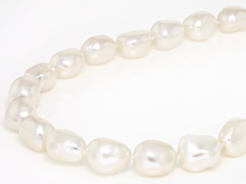 8-9mm White Cultured Freshwater Pearl Rhodium Over Sterling Silver 24