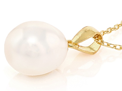 8-9mm White Cultured Freshwater Pearl 14k Gold Over Sterling Silver Pendant with Chain