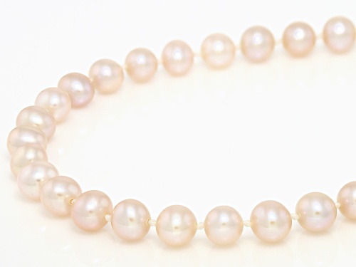 5-6mm Pink Cultured Freshwater Pearl Rhodium Over Sterling Silver Necklace - Size 18