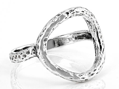 Sterling Silver 16.7MM Open Textured Circle Ring - Size 7