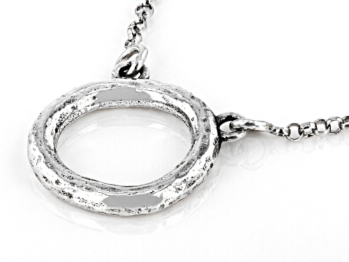 Sterling Silver Open Textured Circle 18 Inch Necklace - Size 18