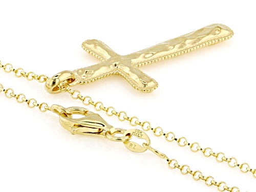 Artisan Collection of Israel™ 14K Gold Over Sterling Silver Textured Cross Pendant With Chain