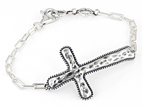 Artisan Collection of Israel™ Sterling Silver Textured Cross Bracelet - Size 8