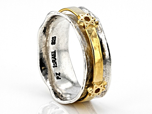 Artisan Collection of Israel™ Two Tone Sterling Silver & 14K Gold Over SS Star of David Spinner Ring - Size 8