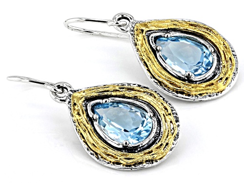 Artisan Collection of Israel™ Sky Blue Topaz Two Tone Silver & 14K Gold Over Silver Earrings