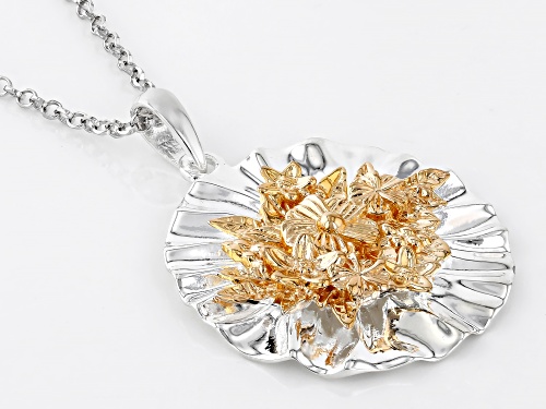 Artisan Collection of Israel™ Two Tone Sterling Silver & 14K Gold Over Silver Floral Pendant