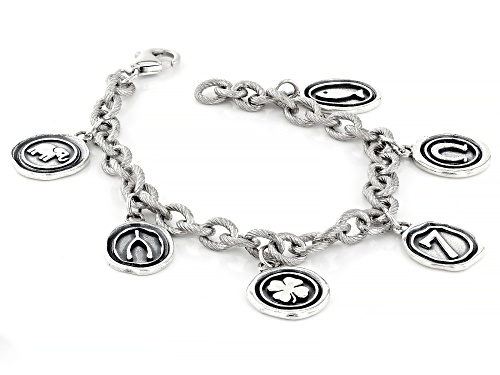 Artisan Collection of Israel™ Sterling Silver Luck Motif Charm Bracelet - Size 7.25