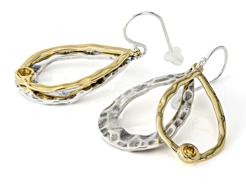 Artisan Collection of Israel™ 0.20ctw Citrine Two Tone Silver & 14K Gold Over Silver Earrings