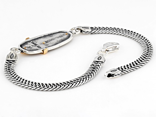 Artisan Collection of Israel™ Two Tone Sterling Silver & 14K Gold Over Silver Cross Bracelet - Size 8