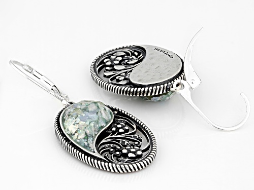 Artisan Collection of Israel™ 17x9mm Roman Glass Sterling Silver Garden Design Earrings