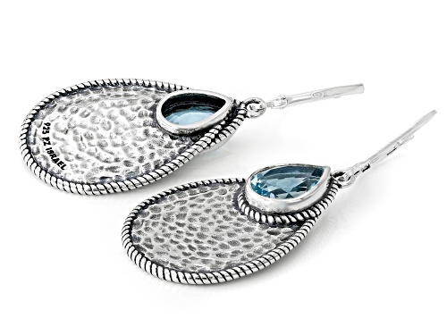 Artisan Collection of Israel™ 4.50ctw Sky Blue Topaz Sterling Silver Textured Earrings