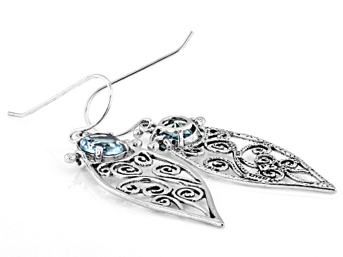 Artisan Collection of Israel™ 2.50ctw Blue Topaz Sterling Silver Scroll Earrings