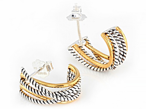 Artisan Collection of Israel™ Two-Tone Sterling Silver & 14K Gold Over Silver Rope Hoop Earrings