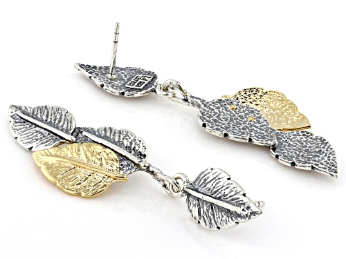 Artisan Collection of Israel™ Two Tone Sterling Silver & 14K Gold Over Silver Leaf Dangle Earrings