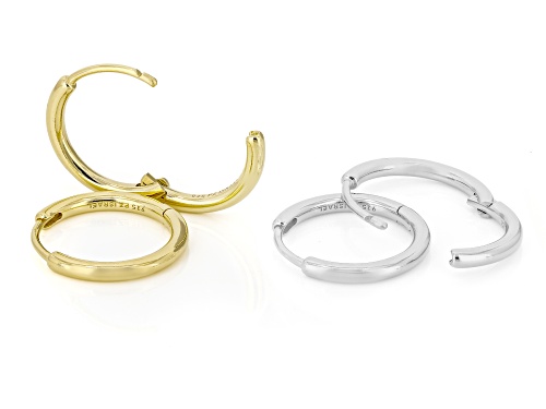 Artisan Collection of Israel™ Sterling Silver & 14K Gold Over Silver Huggie Hoop Earring Set of 2