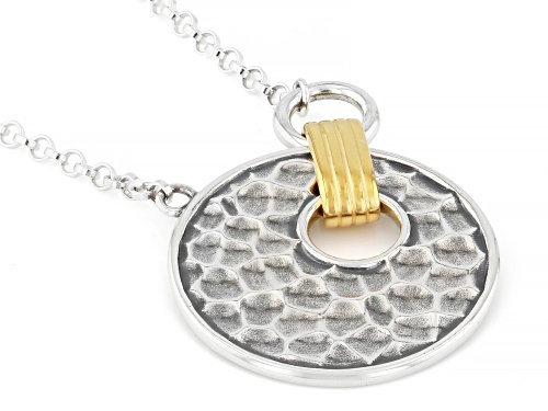Artisan Collection of Israel™ Two Tone Sterling Silver & 14K Gold Over Silver Hammered Necklace - Size 18