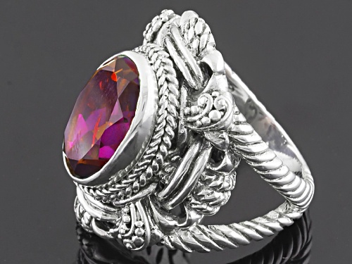Artisan Gem Collection Of Bali™ 5.00ct Raspberry Rouge™ Mystic Quartz® Silver Solitaire Ring - Size 12