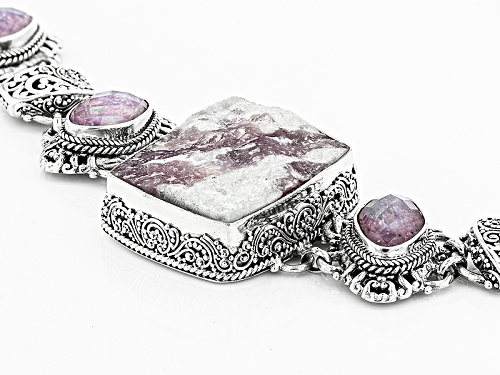 Artisan Collection Of Bali™Pink Tourmaline Triplet And Pink Tourmaline In Quartz Silver Bracelet - Size 7.5