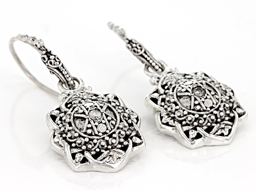 Artisan Collection Of Bali™ .08ctw Round White Two Diamond Accent Sterling Silver Dangle Earrings