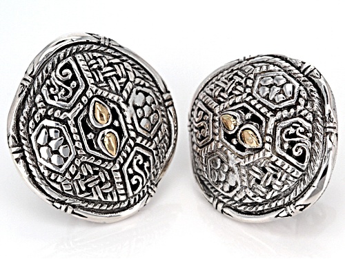 Artisan Collection Of Bali™ Sterling Silver With 18k  Yellow Gold Accent Shield Earrings