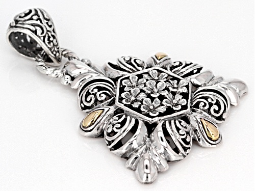 Artisan Collection Of Bali™ Sterling Silver With 18k Gold Accent Filigree Flower Pendant