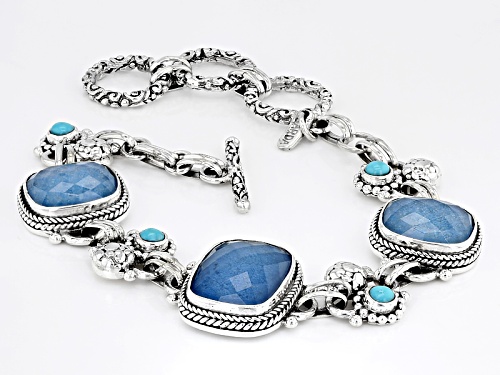 Artisan Collection Of Bali™ Blue Quartz Doublet And Blue Turquoise Silver Bracelet - Size 7.5