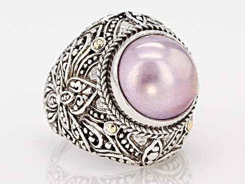 Artisan Collection Of Bali™ 13mm Cultured Pink Mabe Pearl Silver With 18k Gold Accent Ring - Size 12
