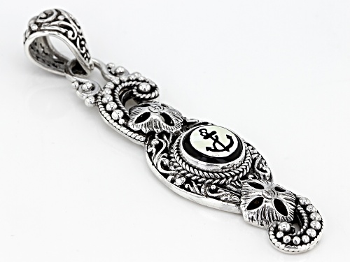 Artisan Collection Of Bali™ Mosaic Mother Of Pearl With Black Onyx Anchor Detail Silver Pendant