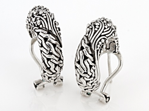 Artisan Collection Of Bali™ Sterling Silver Mixed Filigree and Chain Link Design Hoop Earrings