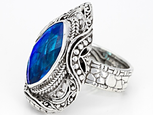 Artisan Collection Of Bali™ Rainbow Paraiba Color Caribbean Quartz Triplet Silver Ring - Size 6