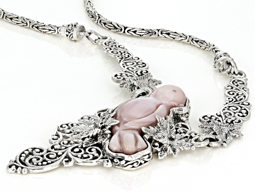Artisan Collection Of Bali™ Carved Pink Mother Of Pearl Bird Sterling Silver Necklace - Size 21