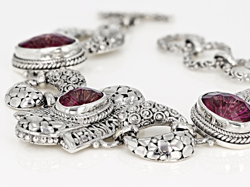 Artisan Collection of Bali™ 15.34ctw Elegant Rose™ Mystic Quartz® Silver Bracelet - Size 7.5