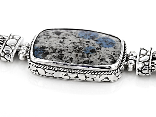 Artisan Collection Of Bali™ 30x20mm Azurite In Granite Silver Foxtail Chain Bracelet - Size 7