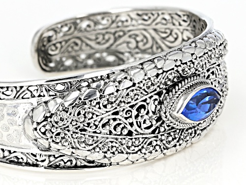 Artisan Collection Of Bali™ 3.06ct 14x7mm Marquise Royal Bali Blue™ Topaz Silver Cuff Bracelet