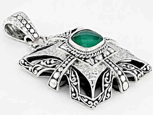 Artisan Collection Of Bali™ 10mm Square Cushion Green Onyx Doublet Silver Pendant