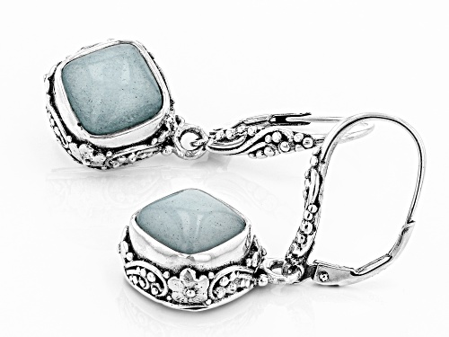 Artisan Collection Of Bali™ 10mm Square Cushion Aqua Blue Quartzite Silver Dangle Earrings