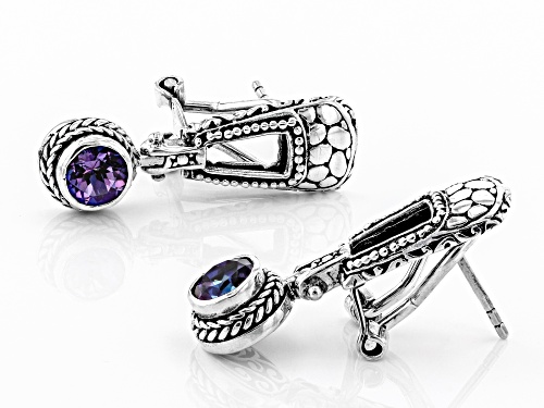 Artisan Collection Of Bali™ 2.00ctw 6mm Round Talkative™ Mystic Topaz® Silver Drop Earrings