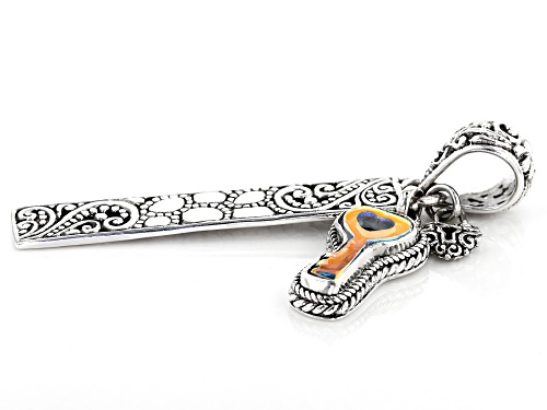 Artisan Collection Of Bali™ 0.97ct Carved Zero Saturn™ Mystic Quartz® Key Silver Charm Pendant